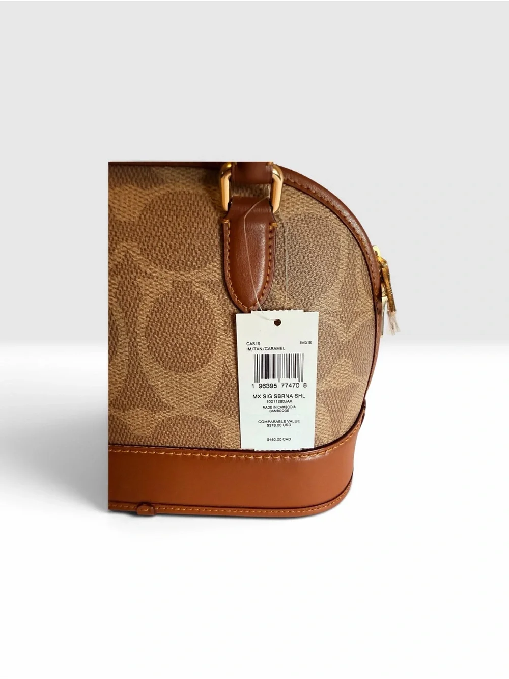 Coach Brown Signature Dome Satchel with Leather Trim